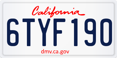 CA license plate 6TYF190