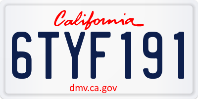 CA license plate 6TYF191