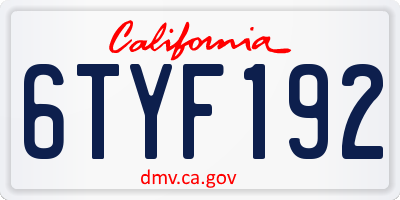 CA license plate 6TYF192