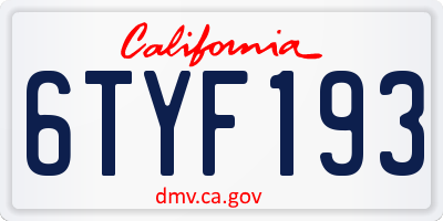 CA license plate 6TYF193