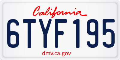 CA license plate 6TYF195