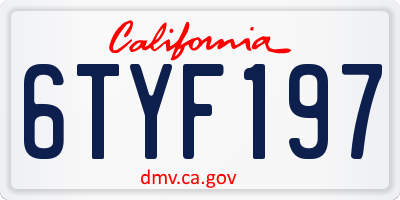 CA license plate 6TYF197