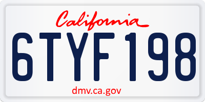 CA license plate 6TYF198