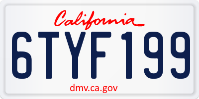 CA license plate 6TYF199