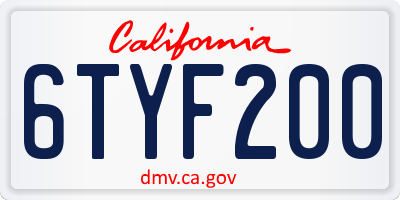 CA license plate 6TYF200