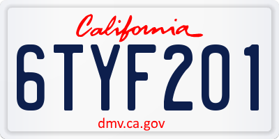 CA license plate 6TYF201
