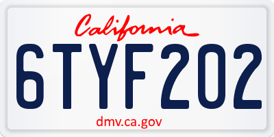 CA license plate 6TYF202