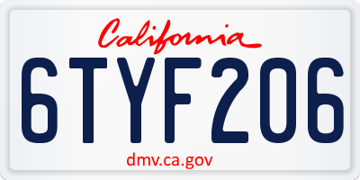CA license plate 6TYF206