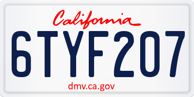 CA license plate 6TYF207