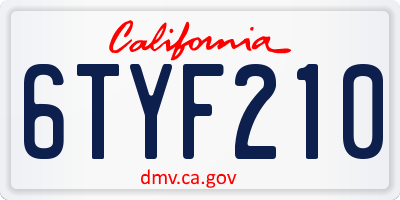 CA license plate 6TYF210