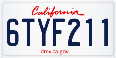 CA license plate 6TYF211