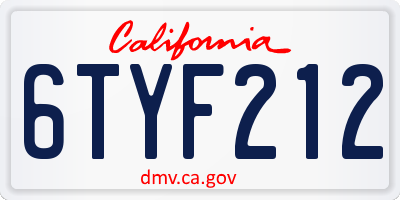 CA license plate 6TYF212