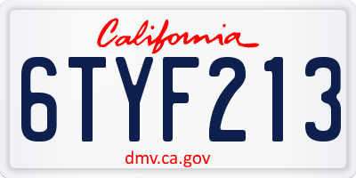 CA license plate 6TYF213