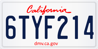 CA license plate 6TYF214