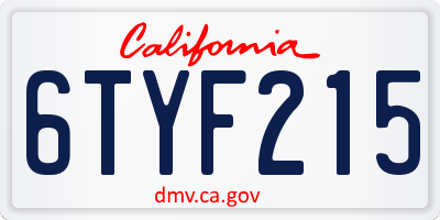 CA license plate 6TYF215