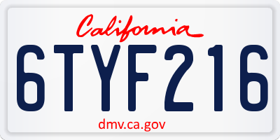 CA license plate 6TYF216