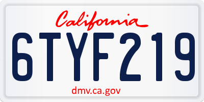 CA license plate 6TYF219