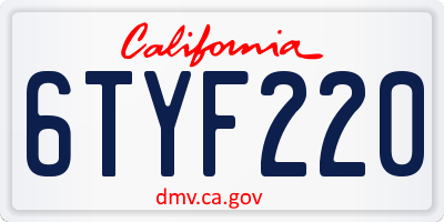 CA license plate 6TYF220