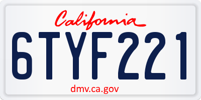 CA license plate 6TYF221