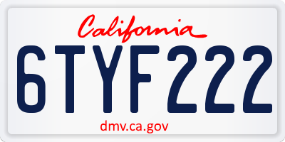 CA license plate 6TYF222