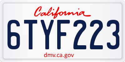 CA license plate 6TYF223