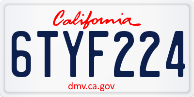 CA license plate 6TYF224