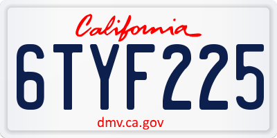 CA license plate 6TYF225