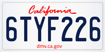 CA license plate 6TYF226