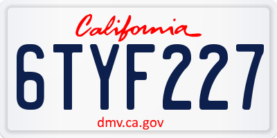 CA license plate 6TYF227