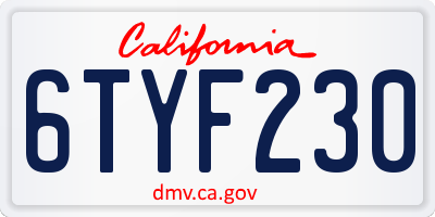 CA license plate 6TYF230