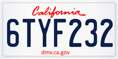 CA license plate 6TYF232