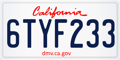 CA license plate 6TYF233
