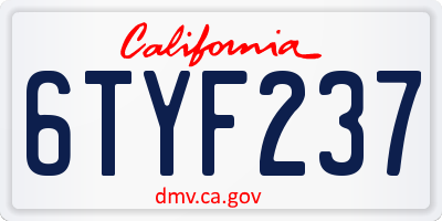 CA license plate 6TYF237