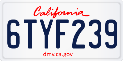 CA license plate 6TYF239