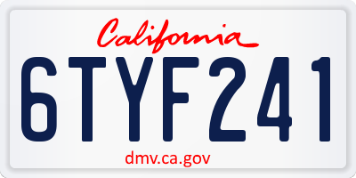 CA license plate 6TYF241
