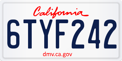 CA license plate 6TYF242