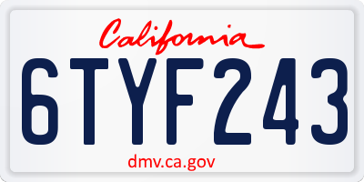 CA license plate 6TYF243