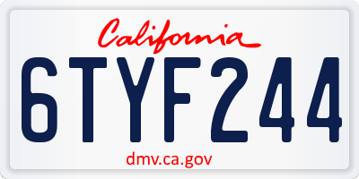 CA license plate 6TYF244