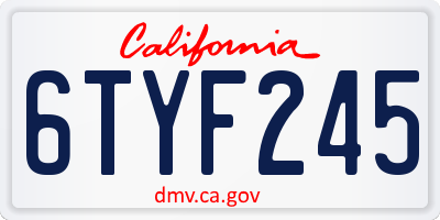 CA license plate 6TYF245