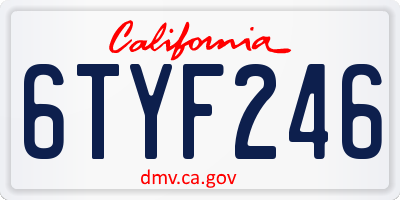 CA license plate 6TYF246