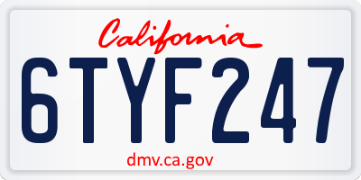 CA license plate 6TYF247