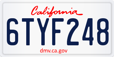 CA license plate 6TYF248