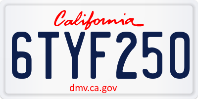 CA license plate 6TYF250