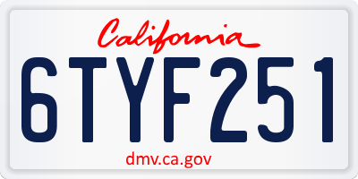 CA license plate 6TYF251