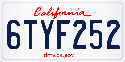 CA license plate 6TYF252