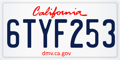 CA license plate 6TYF253