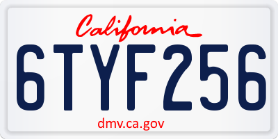 CA license plate 6TYF256