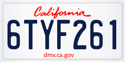 CA license plate 6TYF261