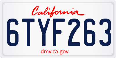 CA license plate 6TYF263