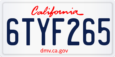CA license plate 6TYF265